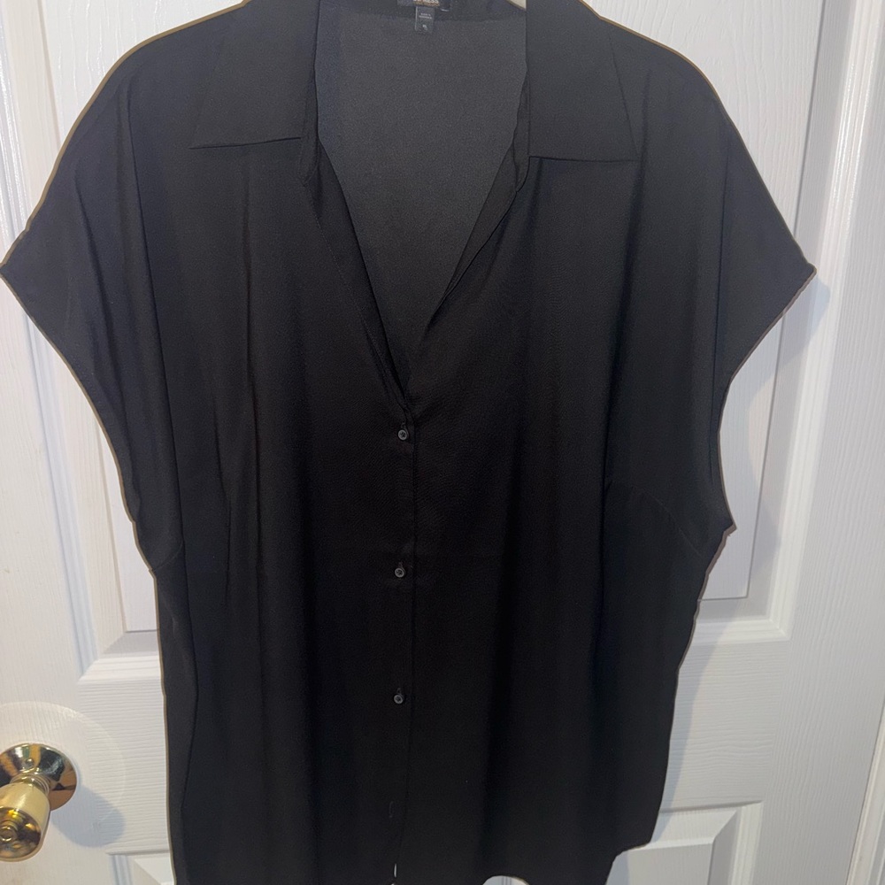 Express Black Satin V Neck Top